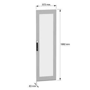 PanelSeT SFN and Spacial SM Glazed door 2000x600 - Image with dimensions
