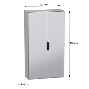 PanelSeT SM - w/mount plate 2D 1800x1000x400 - TI - Dimensions