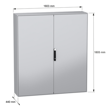 PanelSeT SM - w/mount plate 2D 1800x1600x400 - TI - Dimensions