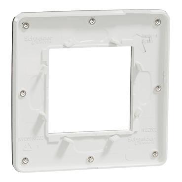 modules, 2 gang, Schneider Unica, Cover white Electric white x frame, 1 or 1 - New | NU280255M aluminium