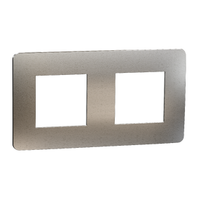 Unica Studio Métal N - plaque de finition - Aluminium liseré Blanc - 2 postes