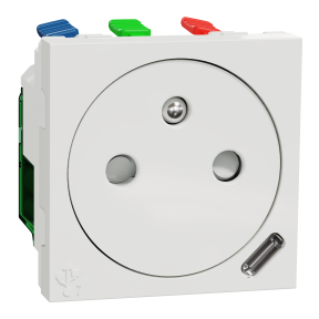 Unica - prise 2P+T affl FR + USB C 10,5W - 90° - rap - 2 mod - Blanc - méca seul