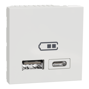 Unica - chargeur USB double - 5Vcc - 2,4A type A+C - 2 modul - blanc - méca seul