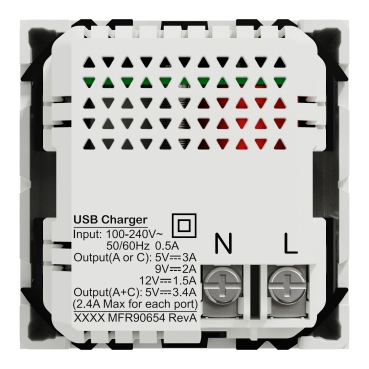 Prise Double Chargeur USB SCHNEIDER Unica 5Vcc 1A+2.1A 2 Modules Blanc