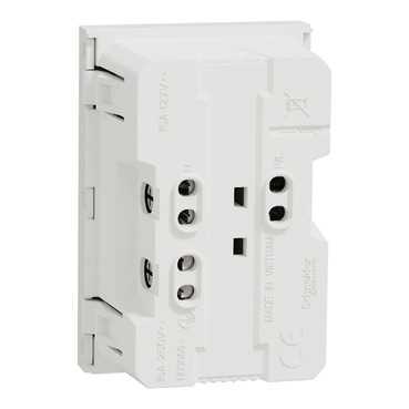 NU306818 - Euroamerican double socket outlet, New Unica, shuttered 