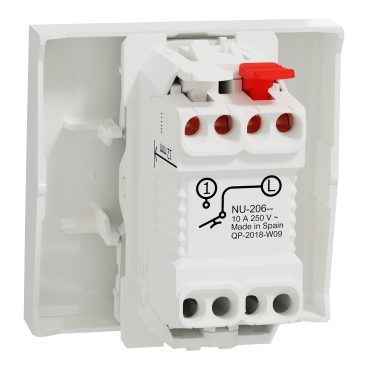 Schneider - Unica - Bouton-poussoir NO - 10A - connexion rapide - 2 mod - Blanc - méca seul - Réf : NU320618F