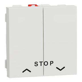 Unica - cde volet-roulant - double poussoir + STOP - 2 mod - Blanc - méca seul