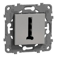S52A089E - Double prise de courant 2P+T Odace, alu, pour boîte  d'encastrement simple, - Professionnels