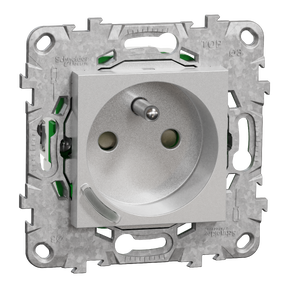 WISER Unica - Prise 2P+T connectée - coloris Aluminium - 16A - Zigbee