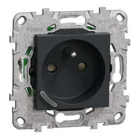 WISER Unica - Prise 2P+T connectée - coloris Anthracite - 16A - Zigbee