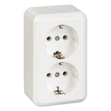 395404 - Steckdose 2-fach 16A CONTURA Schraubklemme reinweiß  