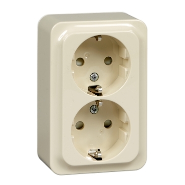 Quick Rot Schneider Electric Utanpåliggande IP21 apparatserie med produkter som strömställare, vägguttag, kopplingsdosor samt data och teleprodukter.