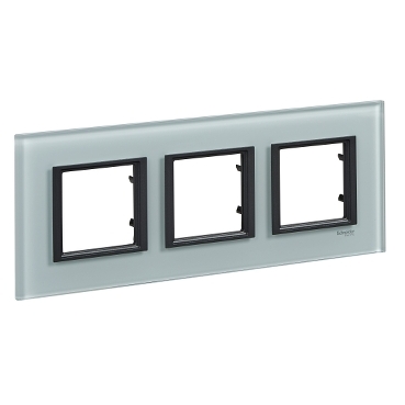 MGU68.002.7C3 - Unica Class - Plaque De Finition - 1 Poste 2 Mod Verre Gris Liser%c3%a9 Noir