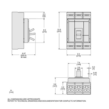 PJL36080M68 - Motor circuit protector, PowerPacT P, 800A, 3 pole