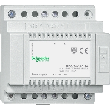 MTN663529 - Power supply REG, AC 24 V/1 A, light grey | Schneider 