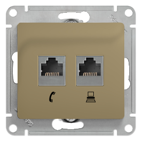 GLOSSA РОЗЕТКА двойная RJ11+RJ45, кат.5E, механизм, ТИТАН