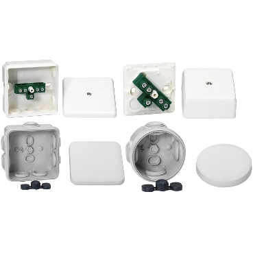 Mureva Box Schneider Electric Boîtes de dérivation disponibles en 10 dimensions, de la boîte Ø 60 x 40 mm à 325 x 275 x 120 mm.