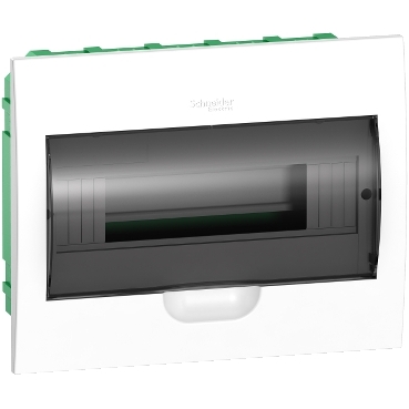 Easy9 - flush enclosure 12 modules - smoked door - with E/N term.blocks