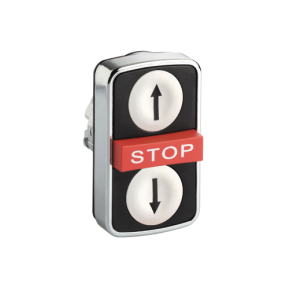 Zb4ba71124 Triple Headed Push Button Head Metal O22 1 White Flush Up Arrow 1 Red Projecting Stop 1 Black Flush Down Arrow Schneider Electric Global