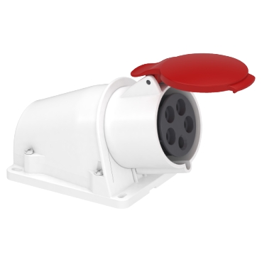 PratiKa socket - screw - angled - 32A - 3P + N + E - 380...415 V AC - wall