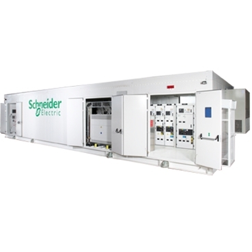 E-House Schneider Electric O Eletrocentro integra Painéis de Média Tensão, centros de controle de motor, transformadores, HVAC, UPS, e sistemas de controle e proteção prediais.