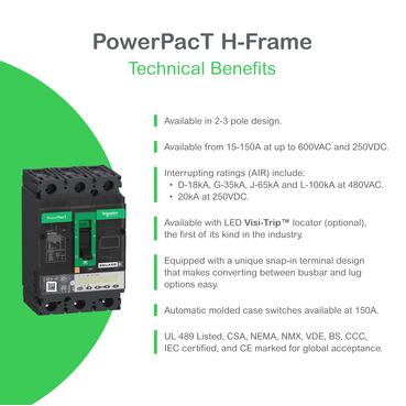 HJL36060U31X - Circuit breaker, PowerPacT H, 60A, 3 pole, 600VAC