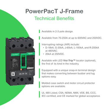 JGL34250WU33X - Circuit breaker, PowerPacT J, 250A, 3 pole