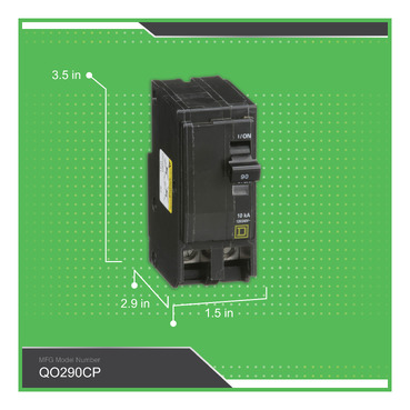 QO290CP - Mini circuit breaker, QO, 90A, 2 pole, 120/240VAC, 10kA