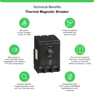 QO3100 - Mini circuit breaker, QO, 100A, 3 pole, 120/240VAC, 10kA