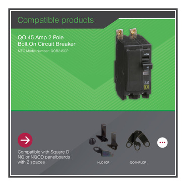 Square D QO 45 Amp 2-Pole Bolt-On Circuit Breaker