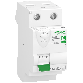 Resi9 XE - Interrupteur différentiel embrochable - Type FSI - 2P - 63A - 30mA - recommandé en protection d'une borne de recharge pour véhicule électrique