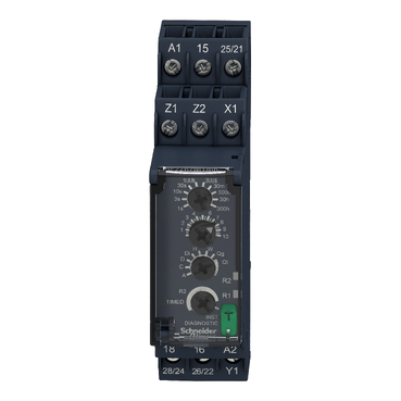 Modular timing relay, 8 A, 2 CO, 0.05s…300h, multifunction, 24...240 V AC/DC-3