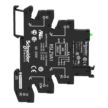 Slim interface relay pre-assembled, 6 A, 1 CO, LED, protection module, spring terminal, 24 V AC-2