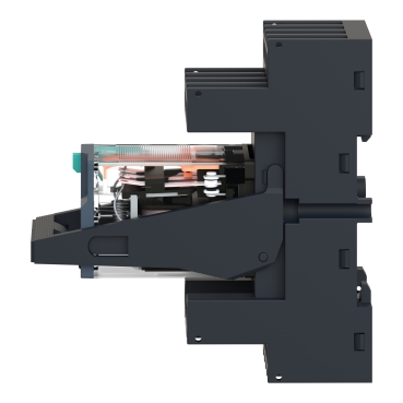 Harmony, Miniature plug-in relay pre-assembled, 6 A, 4 CO, with lockable test button, mixed terminals socket, 24 V AC-4