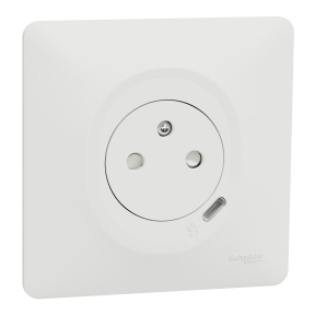 Ovalis - combi 2P+T 16A affleurante+chargeur USB-C 10,5W - connex. auto - Blanc