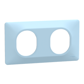 Ovalis - Plaque de finition - 2 postes Horizontal - entraxe 71mm - Bleu Azurin