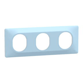 Ovalis - Plaque de finition - 3 postes Horizontal - entraxe 71mm - Bleu Azurin