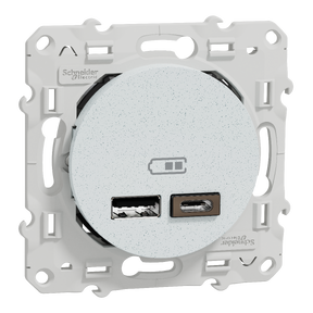 Odace - prise USB double - type A+C - Blanc Recyclé - 5 Vcc - 2,4A