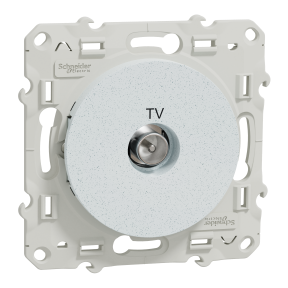 Odace - Prise TV simple blanche Recyclé - Fixation par vis