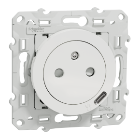 Odace - Prise affleurante + usb C10.5W - blanc