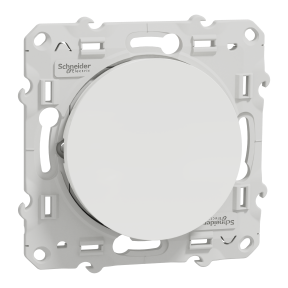Odace, poussoir lumineux Blanc, 10 A, à vis, LED bleu 0,15 mA localisation