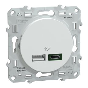 Odace - chargeur USB type A 7,5W + C 45W - forte puissance type C - blanc