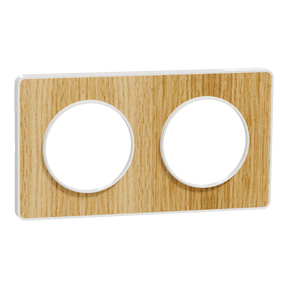 Odace Touch, plaque Bois naturel liseré Blanc 2 postes horiz./vert. 71mm