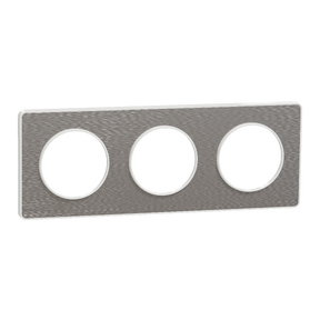 Odace Touch, plaque Aluminium brossé liseré Blanc 3 postes horiz./vert. 71mm