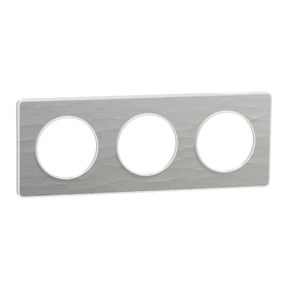 Odace Touch, plaque Aluminium martelé liseré Blanc 3 postes horiz./vert. 71mm