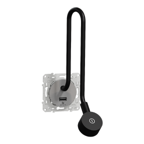 ODACE - Liseuse en applique avec chargeur USB type A 2.1A, coloris Aluminium