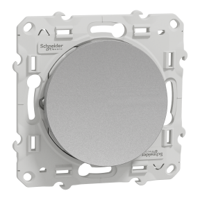 Odace, bouton poussoir, coloris Aluminium, 10 A, fixation à vis