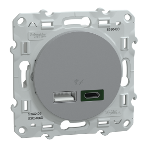 Odace - chargeur USB type A 7 -5W +C 45W - forte puissance type C - aluminium