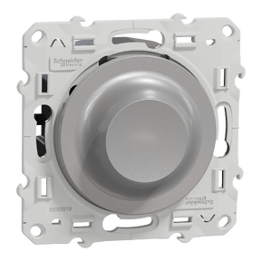 Odace - Variateur de lumière universel  en 2 ou 3 fils 3W 100W (Led) - coloris Aluminium