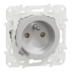 Wiser Odace - Prise 2P+T connectée - 16A  - zigbee - Aluminium